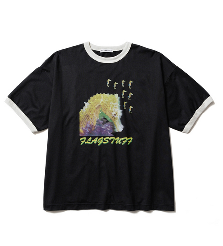 "SEAHORSE" RINGER TEE *ブラック*
