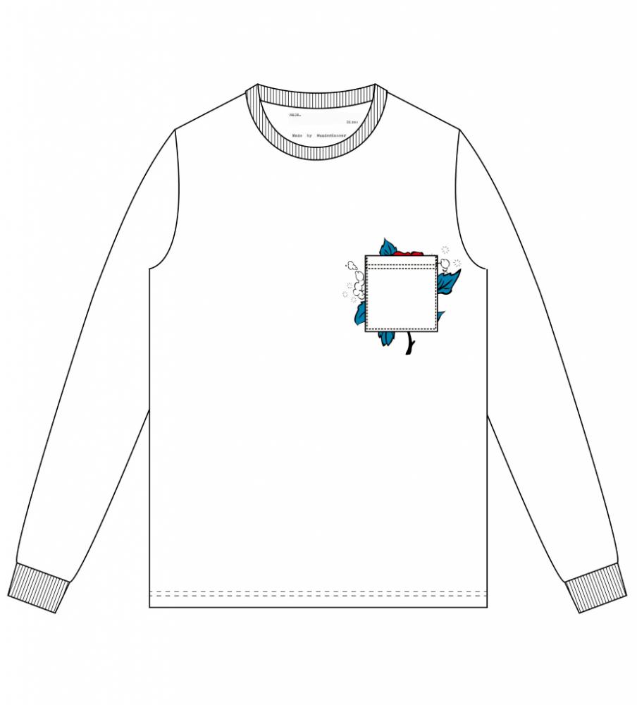 Chill rat long-sleeve poke Tee   *ホワイト×ホワイトポケット*