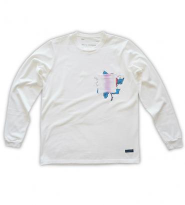 Chill rat long-sleeve poke Tee   *ホワイト×タイダイポケット*