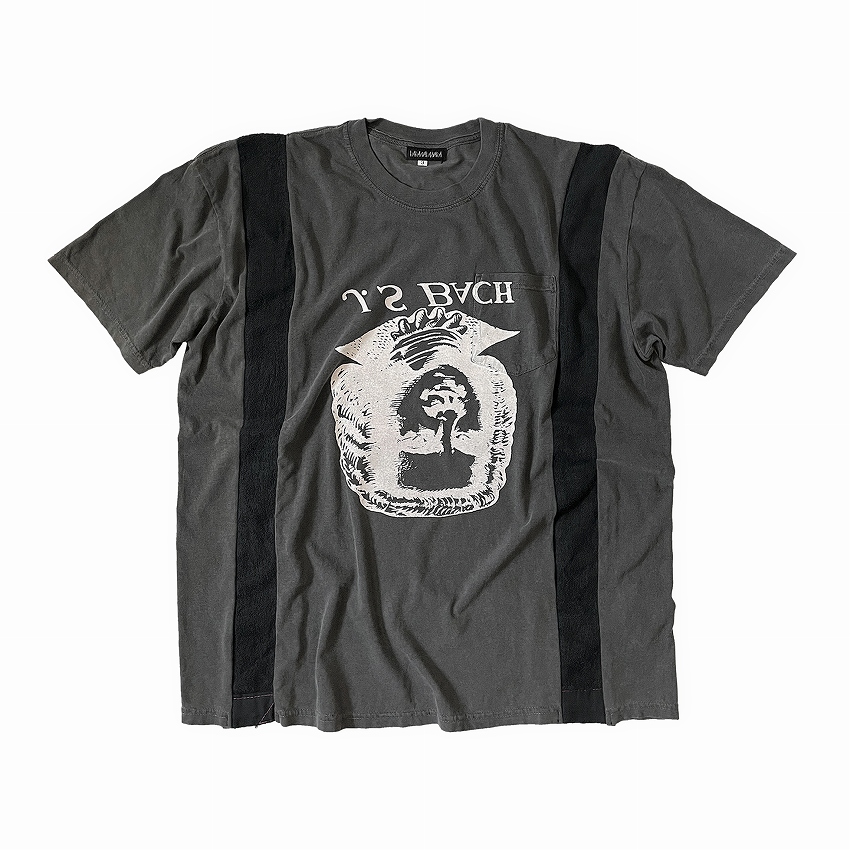 Resize pigment poke tee *チャコール×ホワイトプリント*