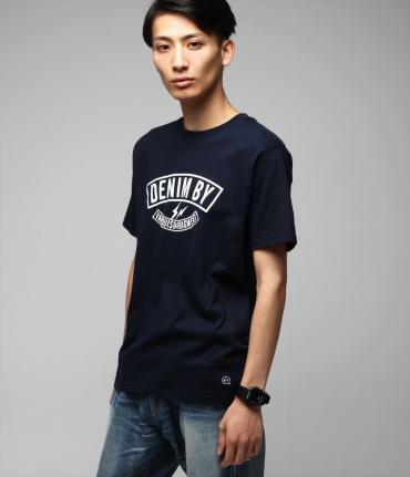 PRINT CREW NECK T-SH1 *ネイビー*