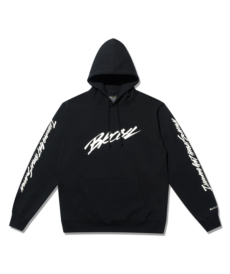 SLEEVE PRINT PULLOVER PARKA *ブラック*