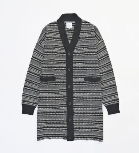 LONG BORDER CARDIGAN *ブラック*