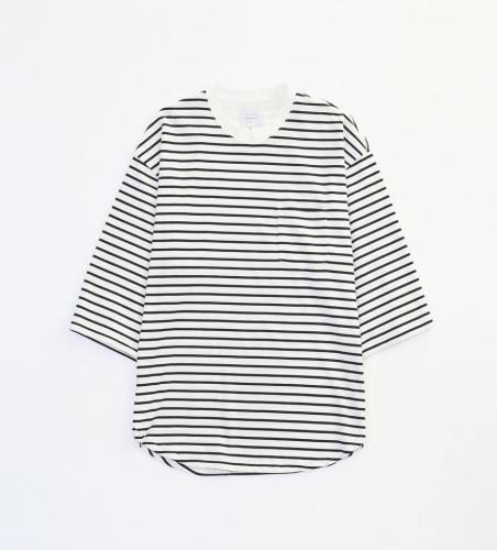 7 SLEEVE BIG BORDER CUTSEWN *ホワイト×ブラック*