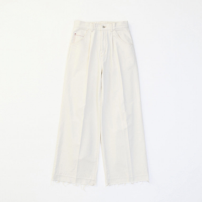 DAMEGE WIDE DENIM PANTS *ホワイト*