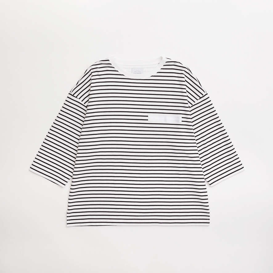 7 SLEEVE BORDER TEE *ホワイト×ブラック*