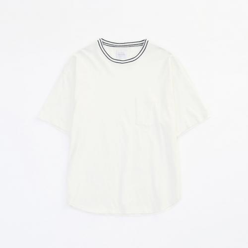NECK BORDER BIG TEE *ホワイト*