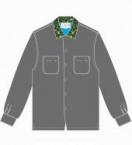 LEOPARDCOLLAR OPENNECKSHIRTS*グレー×イエローグリン系ヒョウ柄刺繍無し*