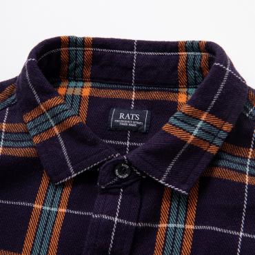 COTTON FLANNEL NAVY CHECK SHIRT