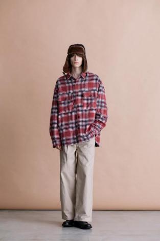 PADDING CHECK SHIRT JACKET *ワイン*