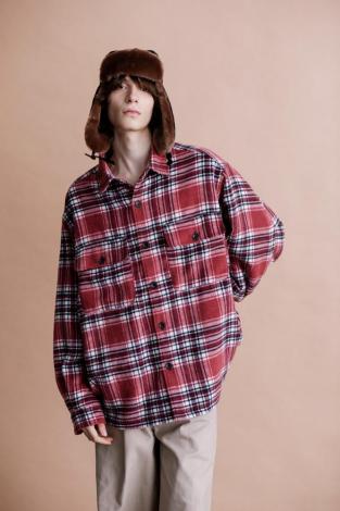 PADDING CHECK SHIRT JACKET *ワイン*