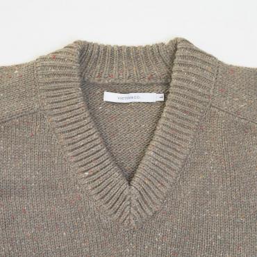 MELANGE V-NECK KNIT *モカ*