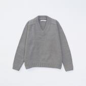 MELANGE V-NECK KNIT *グレー*