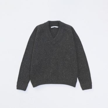 MELANGE V-NECK KNIT *ブラック*