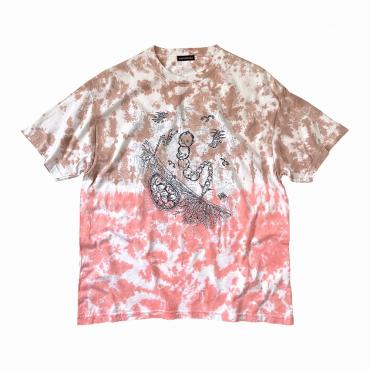 Double sided print tie-dyed tee *Coral×Sand*