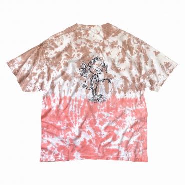 Double sided print tie-dyed tee *Coral×Sand*