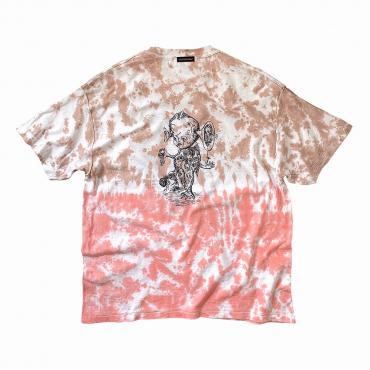 Double sided print tie-dyed tee *Coral×Sand*