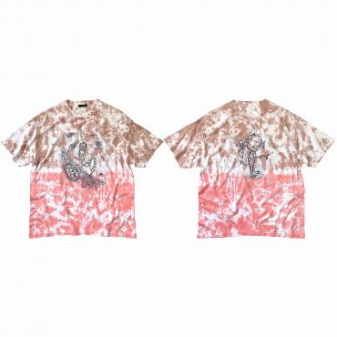 Double sided print tie-dyed tee *Coral×Sand*