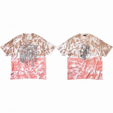 Double sided print tie-dyed tee *Coral×Sand*