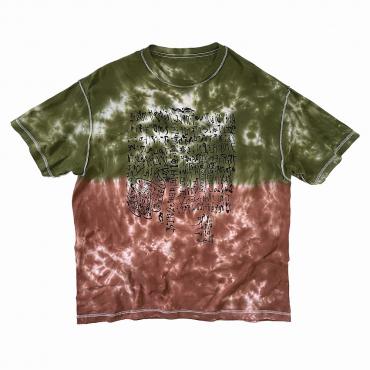 Double sided print tie-dyed tee *Mocha×Olive*