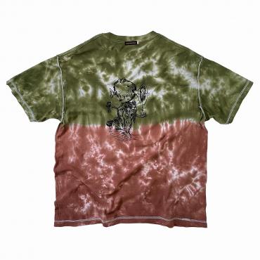 Double sided print tie-dyed tee *Mocha×Olive*