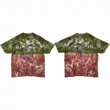 Double sided print tie-dyed tee *Mocha×Olive*