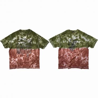 Double sided print tie-dyed tee *Mocha×Olive*