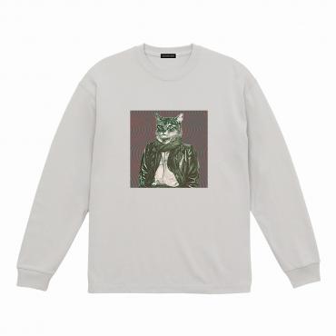 Cat print long sleeve tee   *Frost gray*