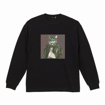 Cat print long sleeve tee   *BLACK*