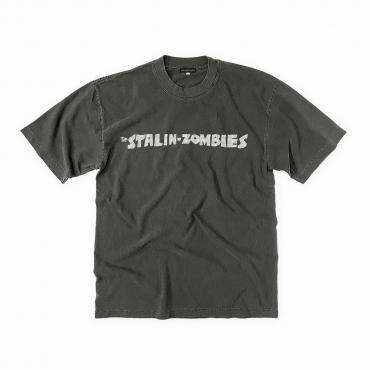 Stalin-zombies print tee   *Charcoal pigment dyed*