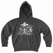 Jesus print hoodie   *Charcoal pigment dyed/White*