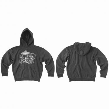 Jesus print hoodie   *Charcoal pigment dyed/White*