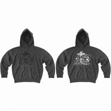 Jesus print hoodie *Charcoal pigment dyed/Black*