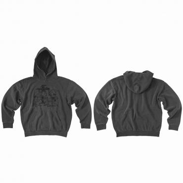 Jesus print hoodie *Charcoal pigment dyed/Black*