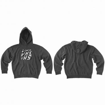 VHS print hoodie   *Charcoal pigment dyed/White*