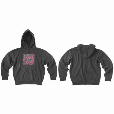 VHS print hoodie   *Charcoal pigment dyed/Pink*