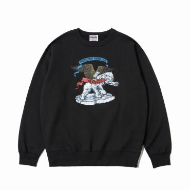 ×PORKCHOP SWEAT CREW POLAR BEAR P *ブラック*