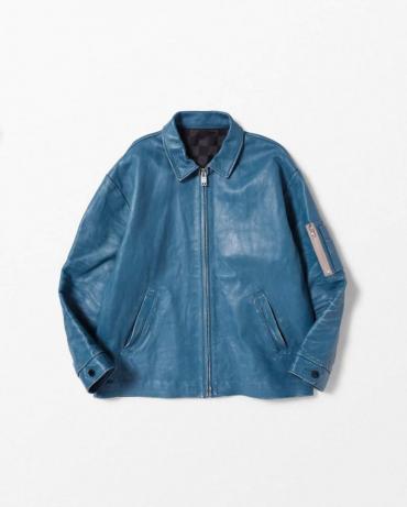 ×blackmeans LEATHER JACKET BLUE