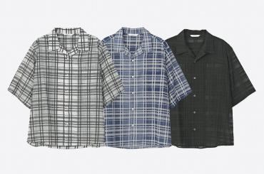 OPEN COLLAR CHECK SHIRT *ホワイト*