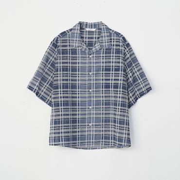 OPEN COLLAR CHECK SHIRT *サックス*