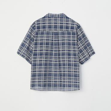 OPEN COLLAR CHECK SHIRT *サックス*