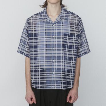 OPEN COLLAR CHECK SHIRT *サックス*