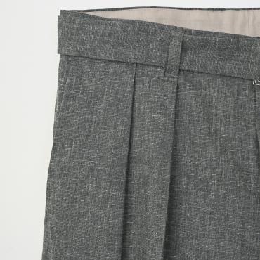 LINEN 2 TUCK SLACKS *グレー*