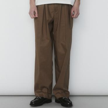 LINEN 2 TUCK SLACKS *ブラウン*