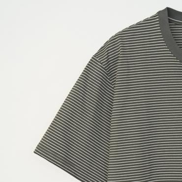 S/S BORDER TEE *オリーブ×ホワイト*