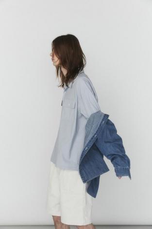 OPEN COLLAR BIG SHIRT *サックス*