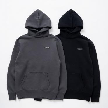 FLEECE CROSS NECK HOODIE *ブラック*