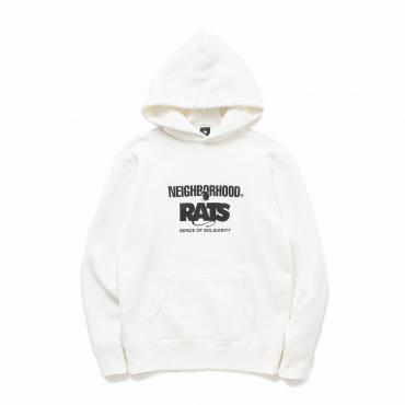 RATS x NEIGHBORHOOD / CROSS NECK HOODIE *ホワイト*