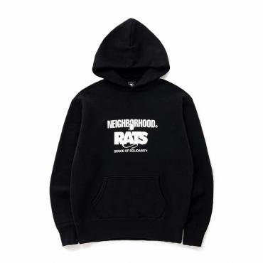 RATS x NEIGHBORHOOD / CROSS NECK HOODIE *ブラック*